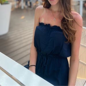 Strapless blue dress